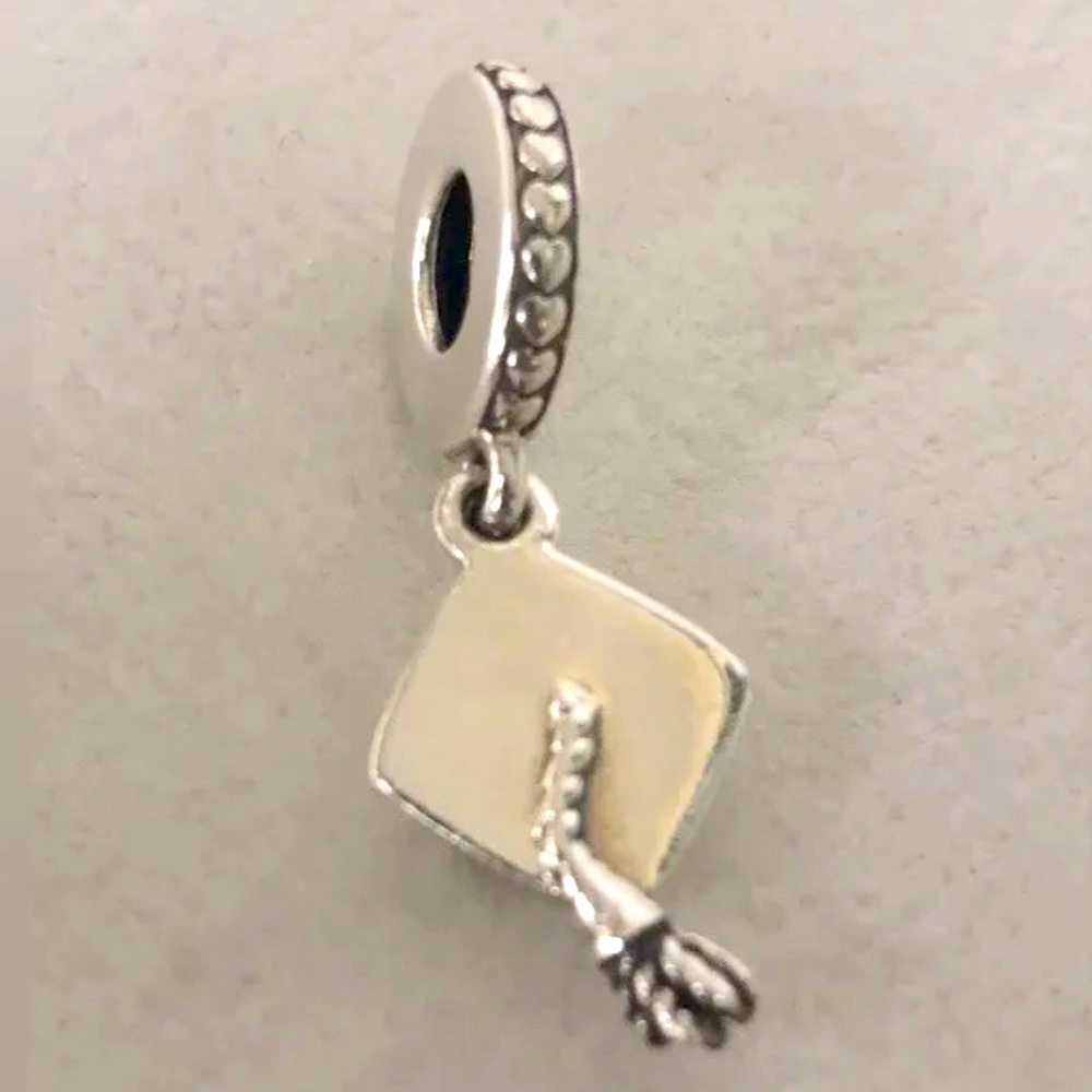 GRADUATION HAT Authentic PANDORA Silver HARD WORK PAYS OFF Dangle Charm - Picture 2 of 5